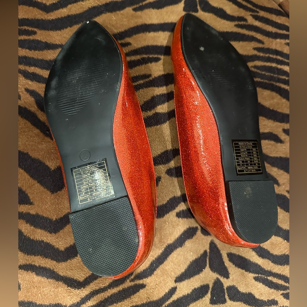 Lux de Ville and TUK collab Sparkling Red pointed Anchor Flats - Picture 7 of 13